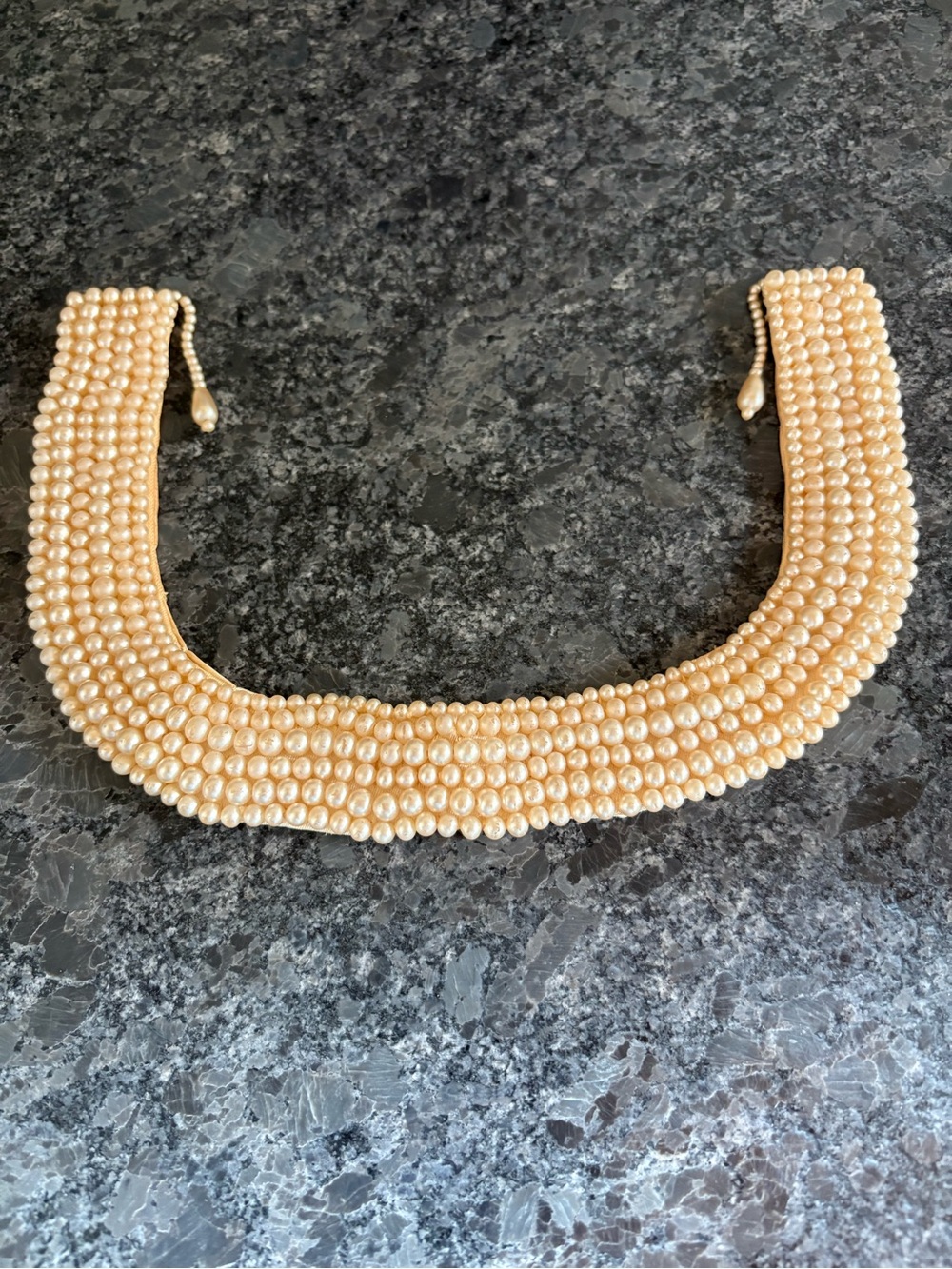 Faux Vintage Pearl Beaded Collar Necklace - Made in Japan